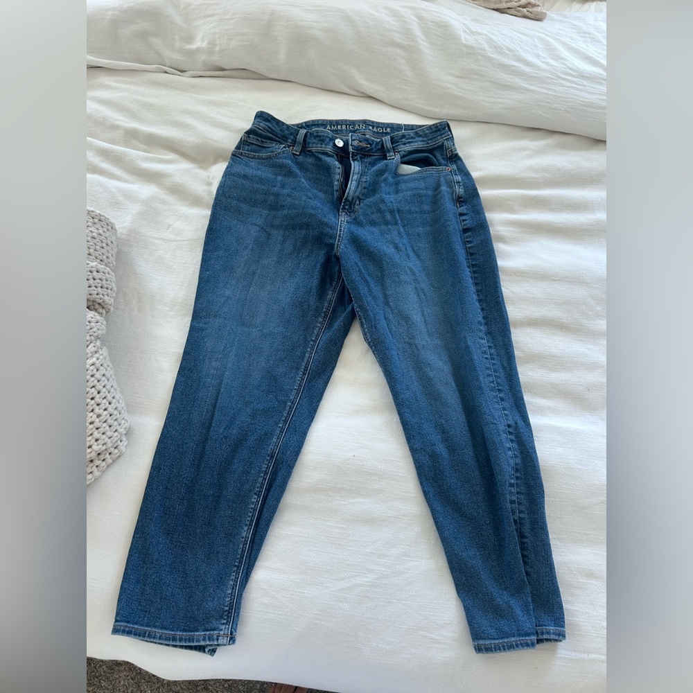 American Eagle Outfitters Women's Dark Blue Mom Jeans - 8 Short